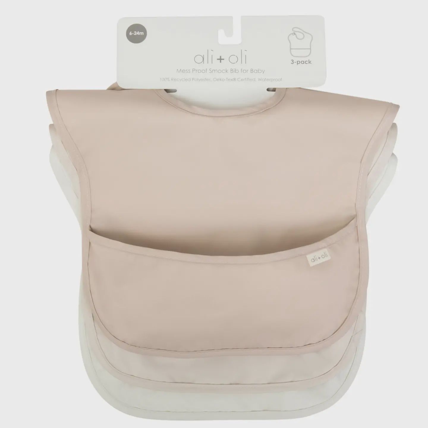 Sleeveless (3-pc) Smock Bib Set for Baby &amp; Toddler (Neutral)