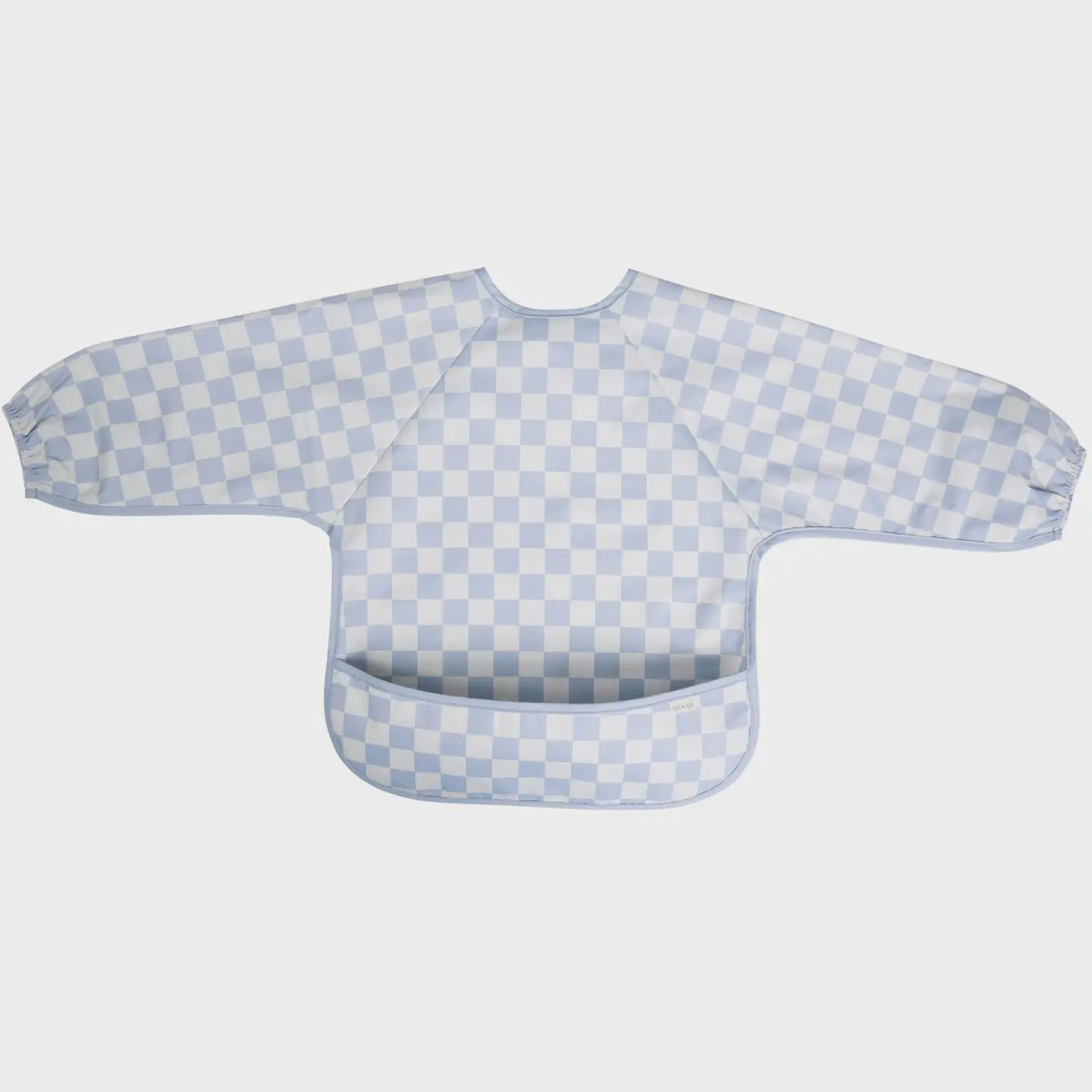 Smock Bib for Baby &amp; Toddler Long Sleeve (Blue Checkers)