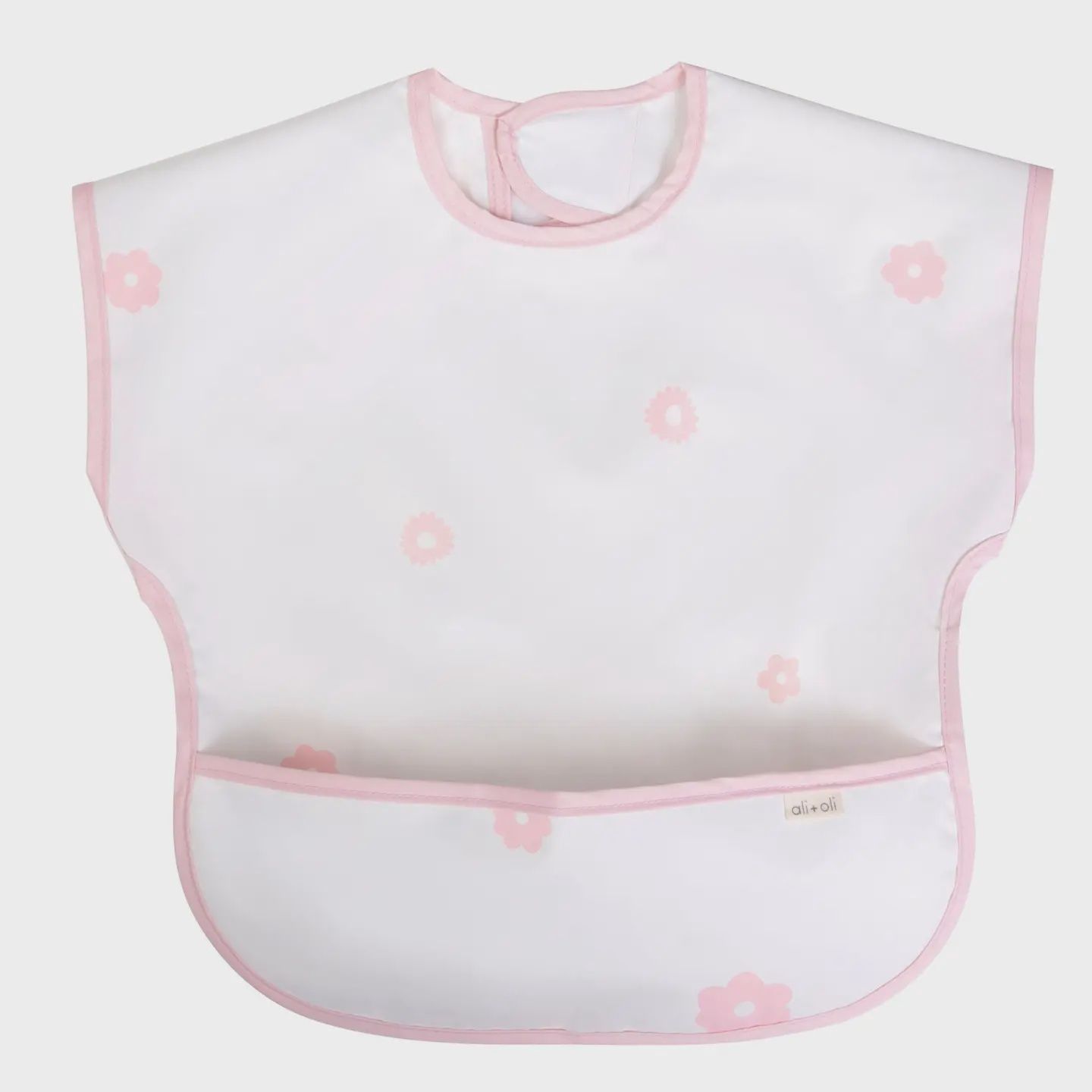 Smock Bib for Baby &amp; Toddler Short Sleeve (Pink Flowers)
