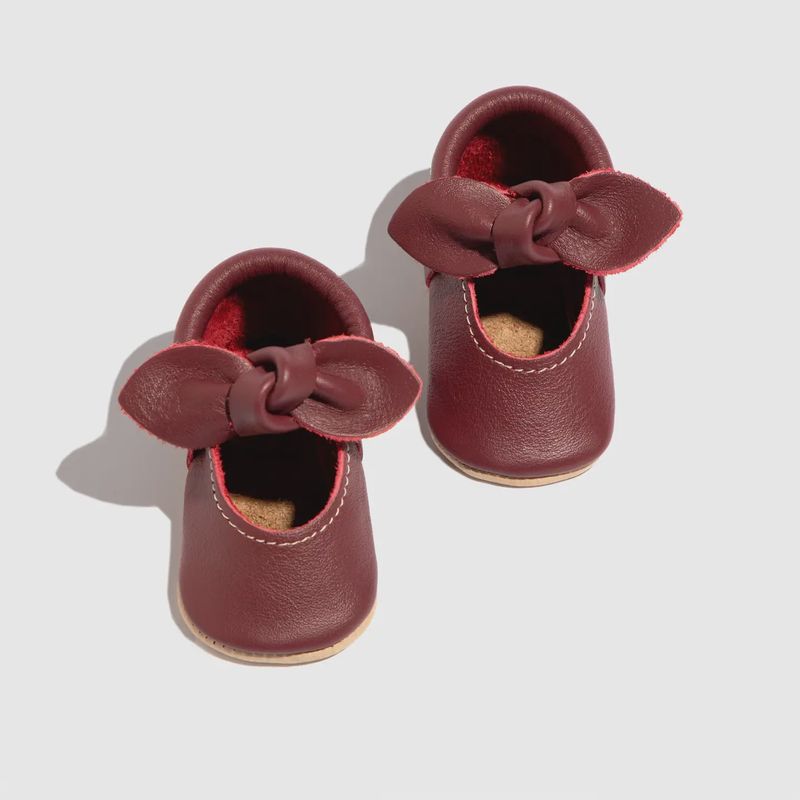 Winterberry Knotted Bow Baby Shoe
