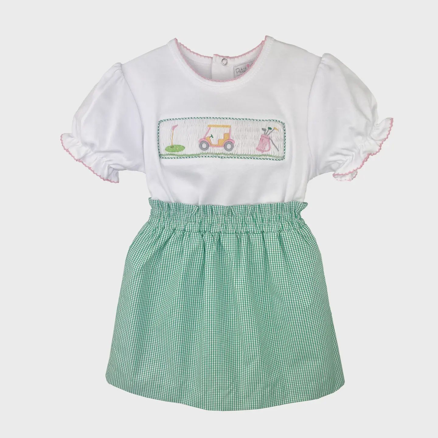 Top &amp; Skort with Golf Themed Picture Smocking