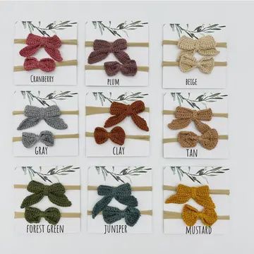 Crochet headband bow 2pc