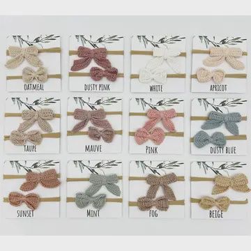 Crochet headband bow 2pc