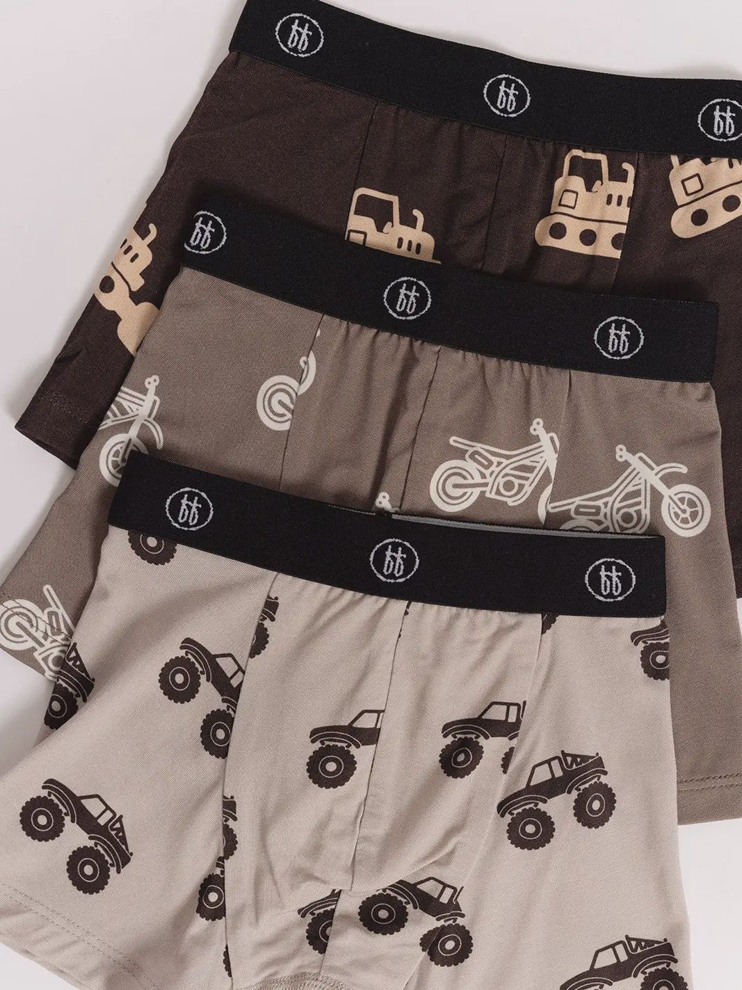 Bamboo Boxers (3 Pack) | Dirt Bike, Bulldozer &amp; Monster Truck