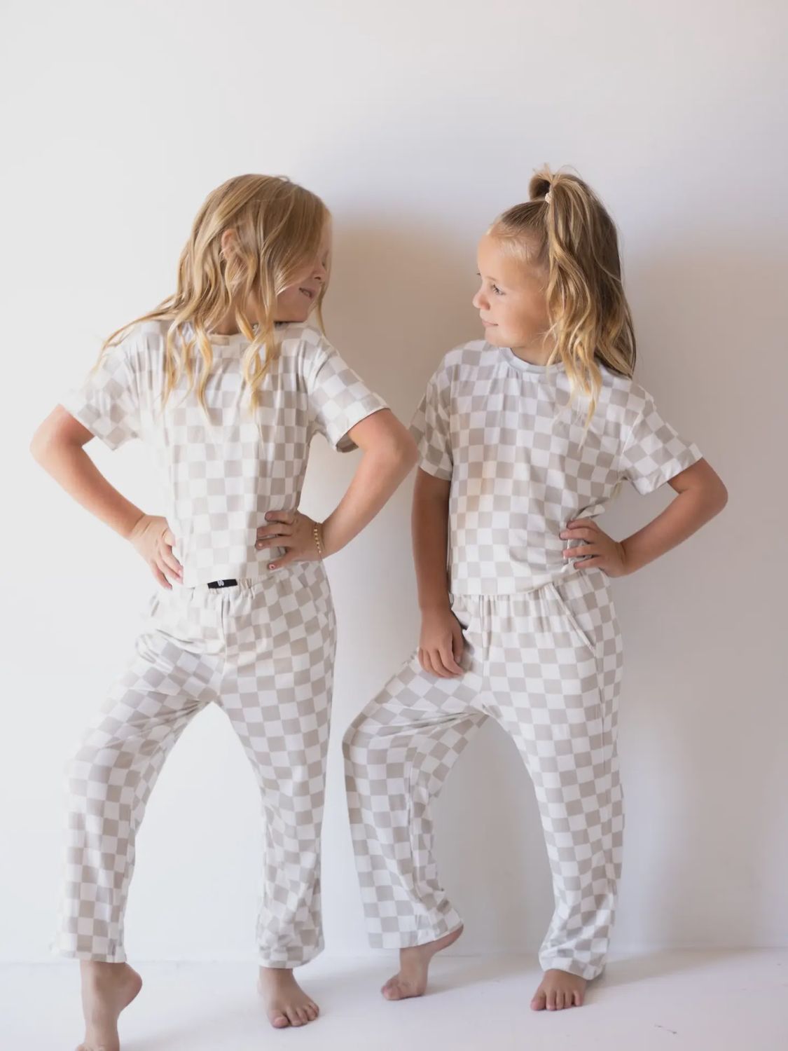 Child Boxy Tee Lounge Set | Checkerboard