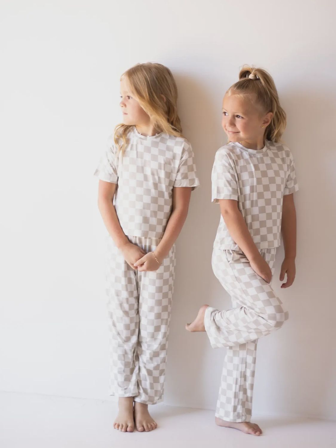 Child Boxy Tee Lounge Set | Checkerboard