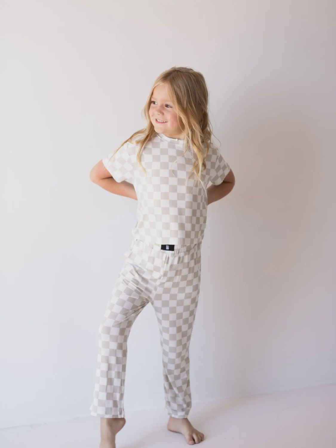Child Boxy Tee Lounge Set | Checkerboard