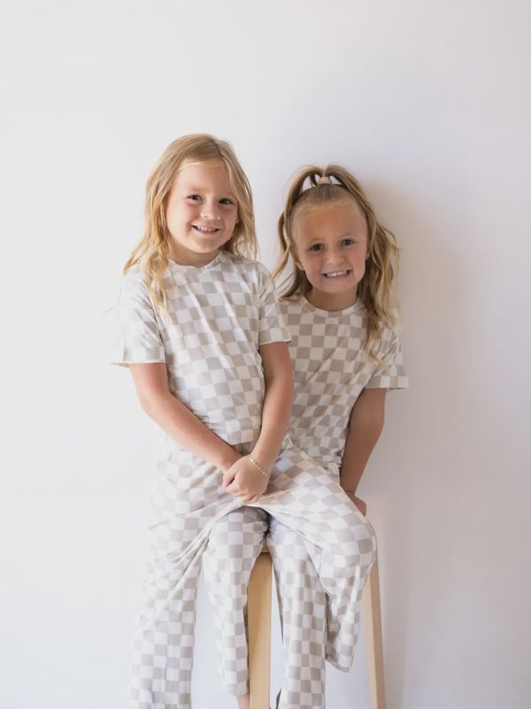 Child Boxy Tee Lounge Set | Checkerboard
