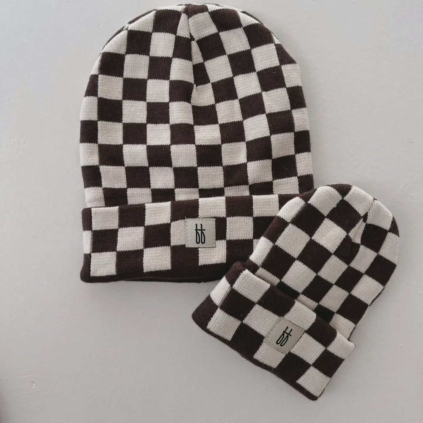 ff Knit Beanie | Coffee &amp; Cream Checkerboard