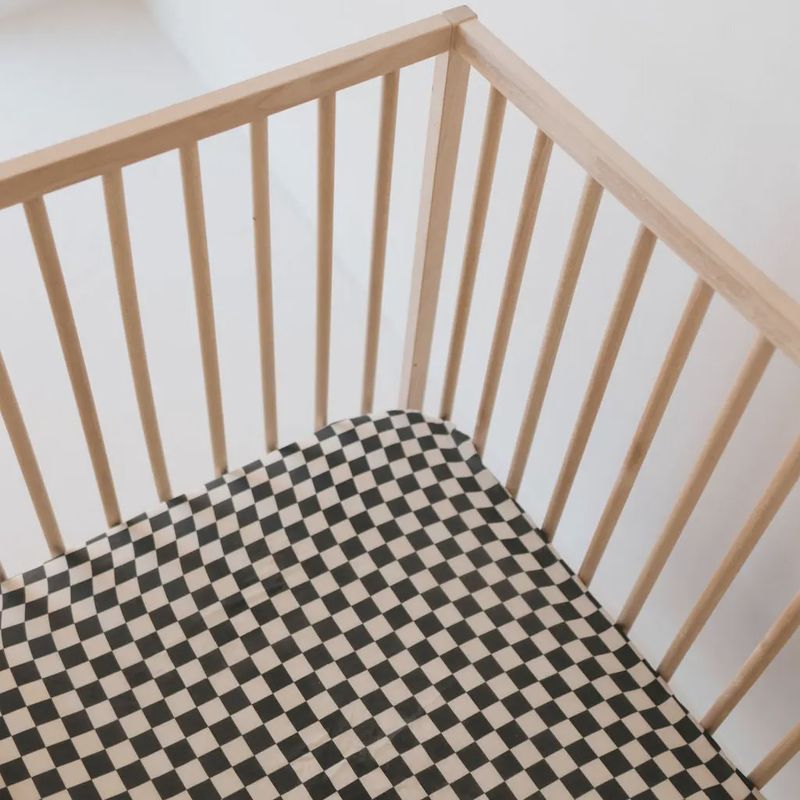 Muslin Crib Sheet | Black Checkerboard
