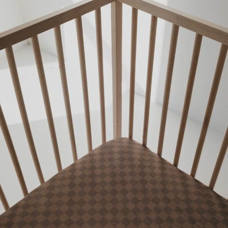 Muslin Crib Sheet | Faded Brown Checkerboard