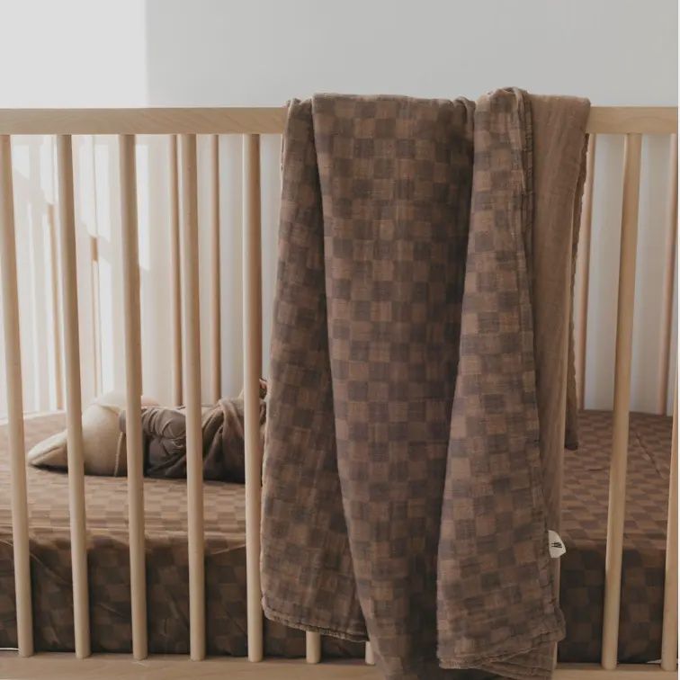 Muslin Quilt | Faded Brown Checkerboard