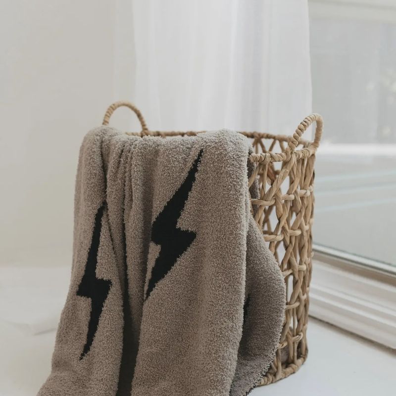 Plush Blanket | Brown Lightning Bolt
