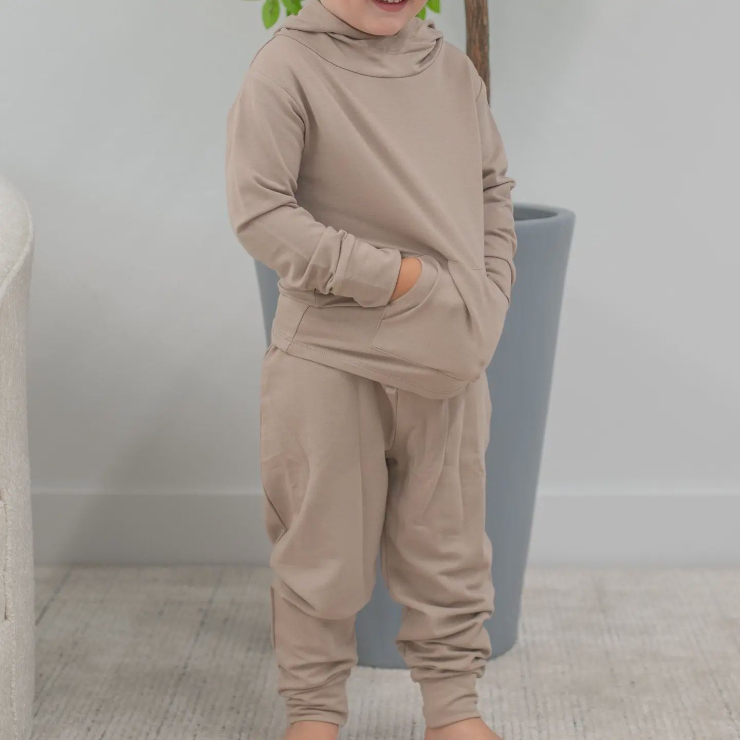 Hooded Jogger Set- Just Taupe French Terry