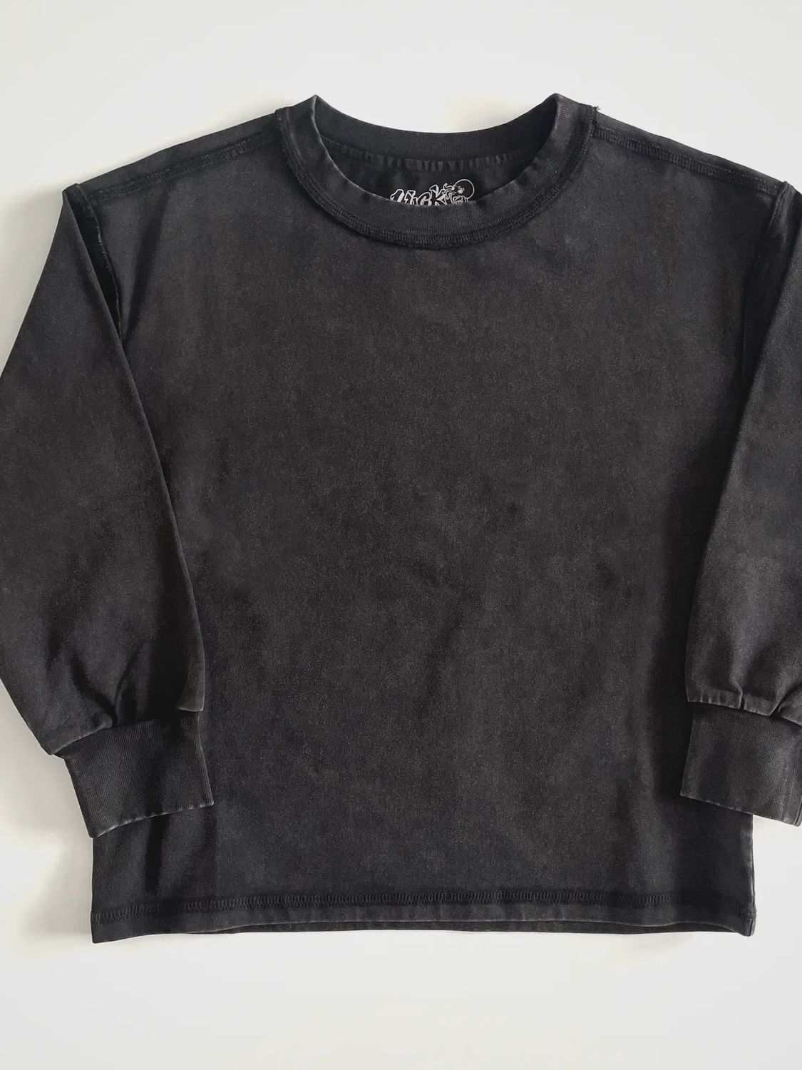 Toddler Black Acid- Wash Long Sleeve Tee