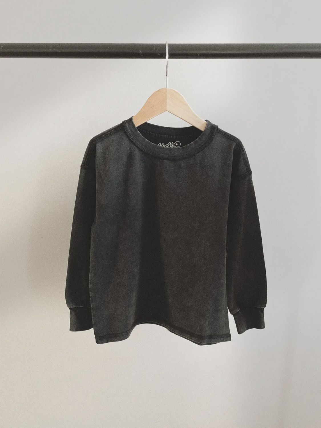 Toddler Black Acid- Wash Long Sleeve Tee
