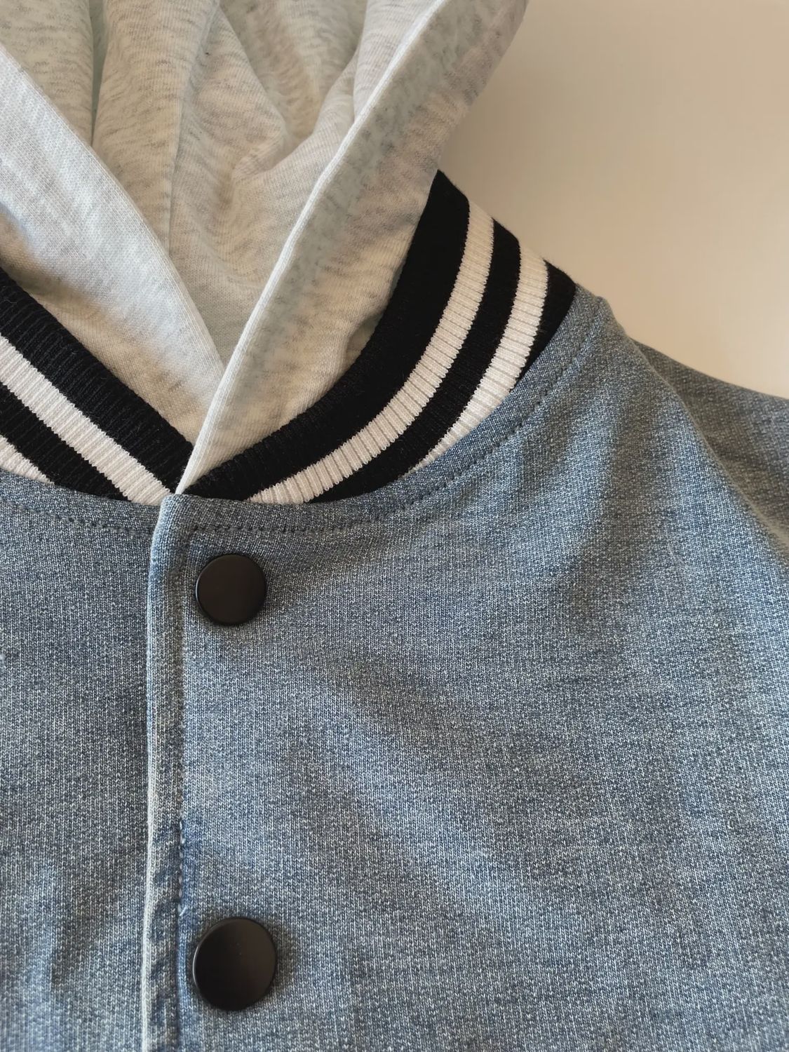 Toddler Washed Indigo Hooded Varsity Bomber