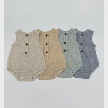 Marco Gingham Romper - Oat Gingham