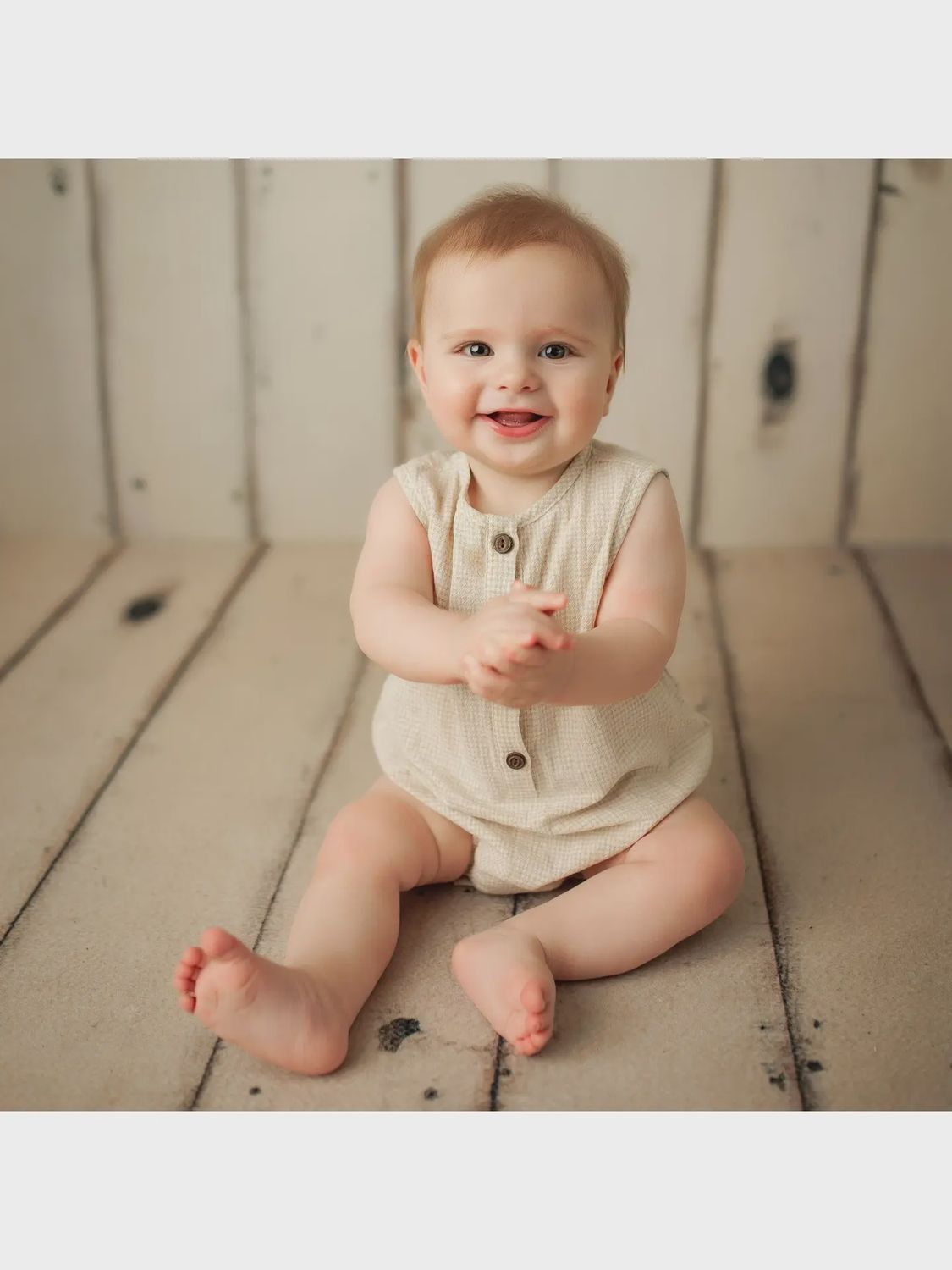 Marco Gingham Romper - Oat Gingham