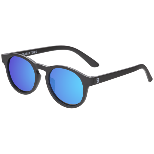 POLARIZED KEYHOLE: JET BLACK | COBALT BLUE MIRRORED LENSES | AGES 6+, Size: Ages 3-5