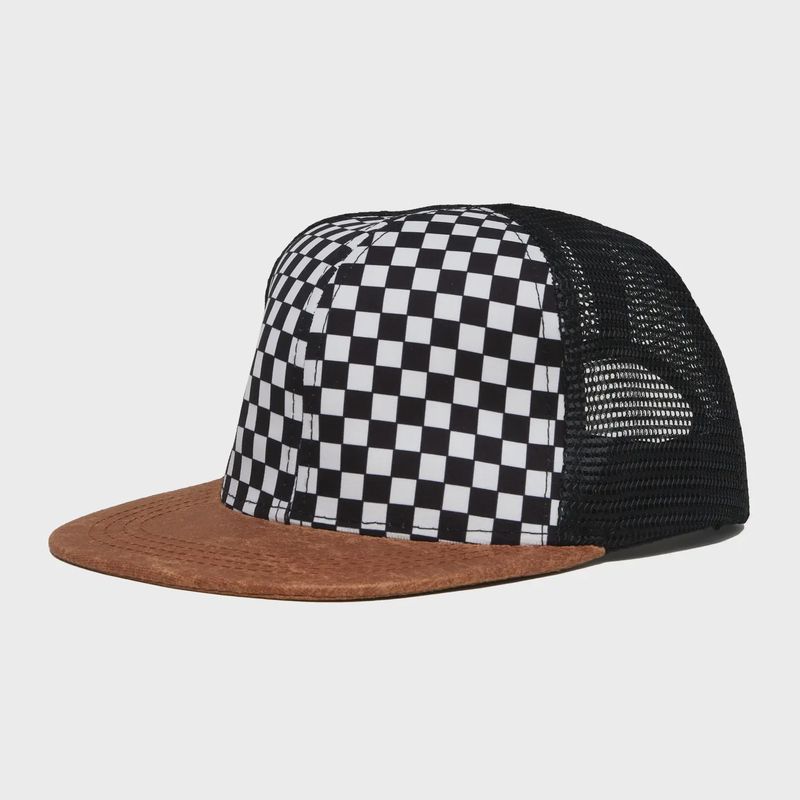 Flat Brim Trucker Hat- Checkerboard