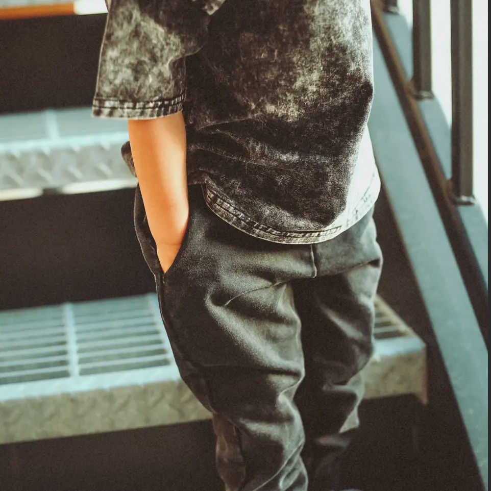 Black Acid Wash Joggers