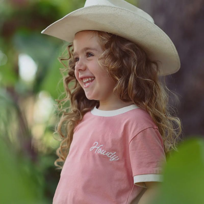 Howdy Vintage Ringer - PINK