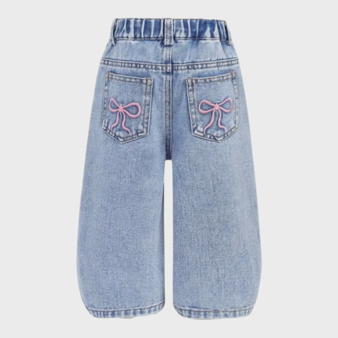 Bow Pocket Wide Leg Jeans