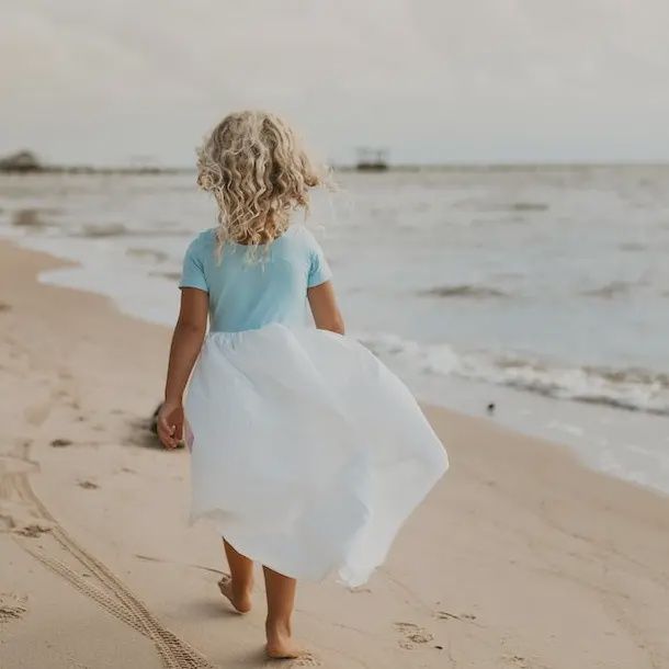 Kids Pastel Blue Rainbow Hi Lo Spring Summer Dress