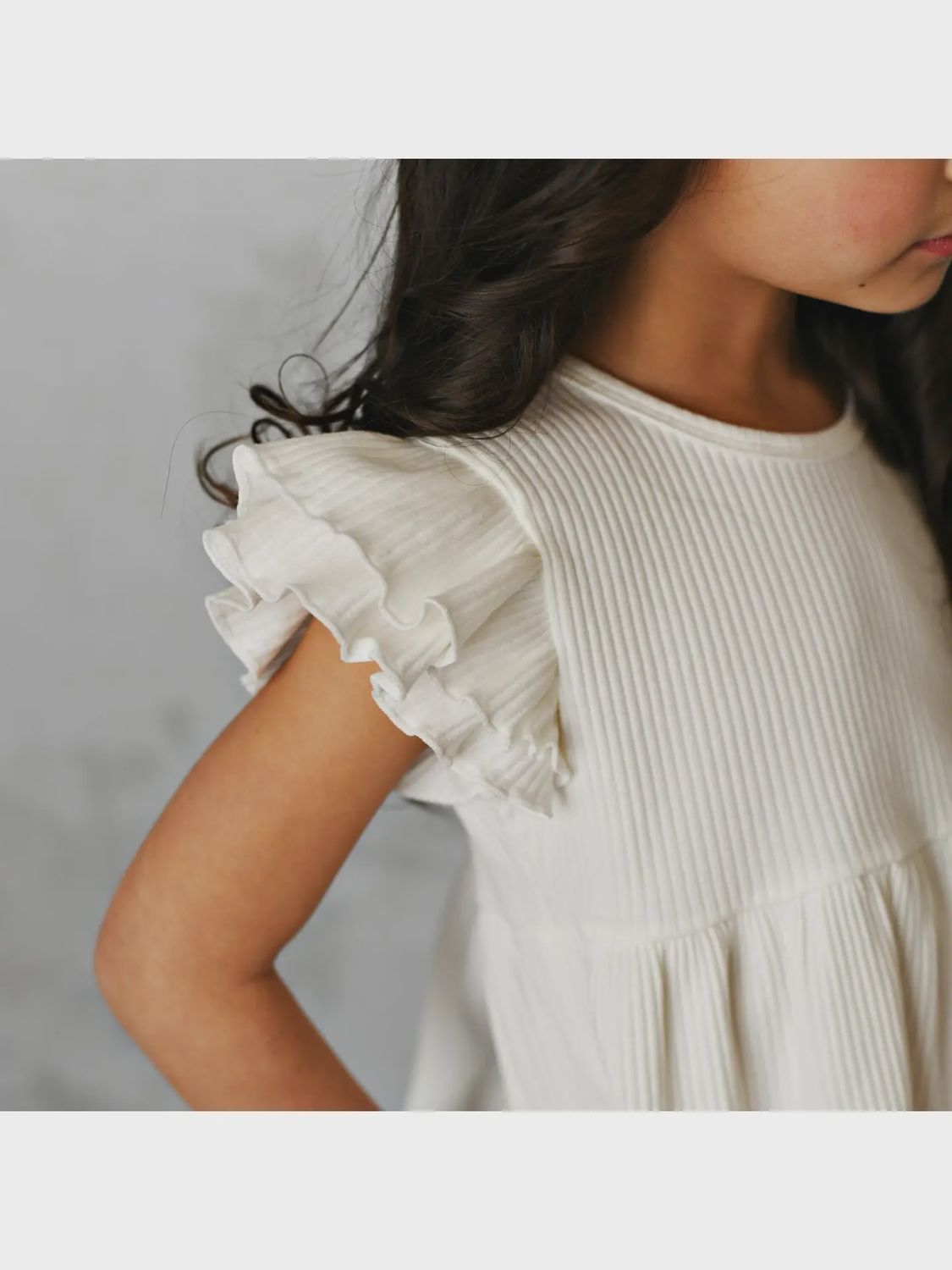 Kids White Double Ruffle Flutter Sleeve Spring Summer Shirt