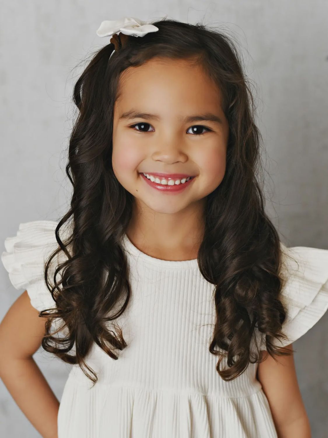 Kids White Double Ruffle Flutter Sleeve Spring Summer Shirt