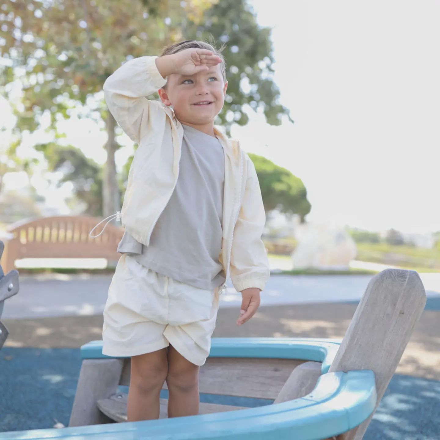 Windbreaker &amp; Shorts Set - Cream