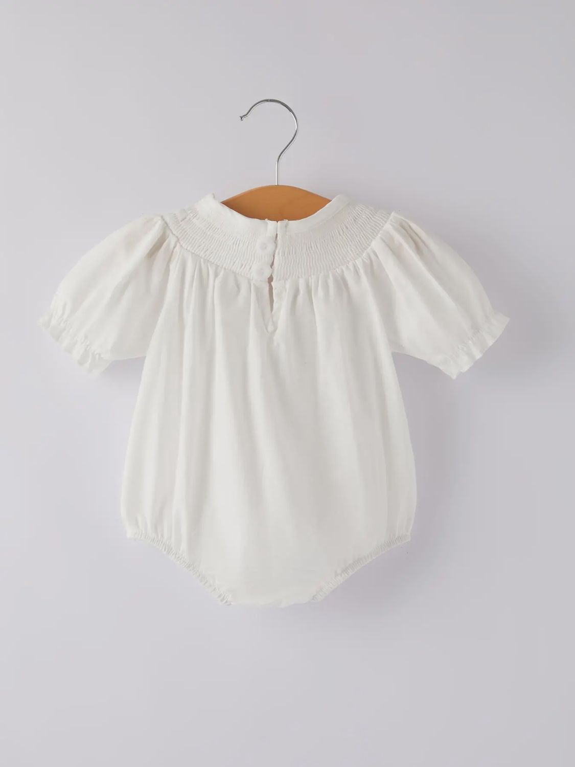 White Smocked Church Christ Bishop Christening Girls Romper