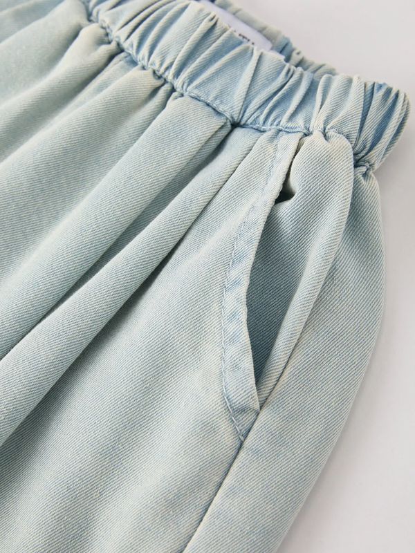 Light Color Denim Lace Girls Set