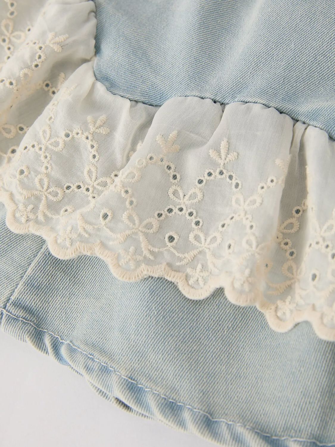 Light Color Denim Lace Girls Set