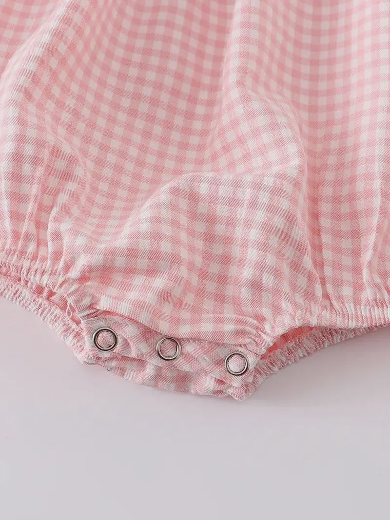 Baby Girls Strawberry Plaid Smocked Romper