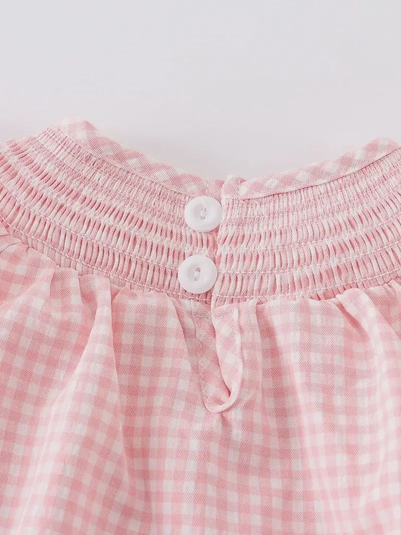 Baby Girls Strawberry Plaid Smocked Romper