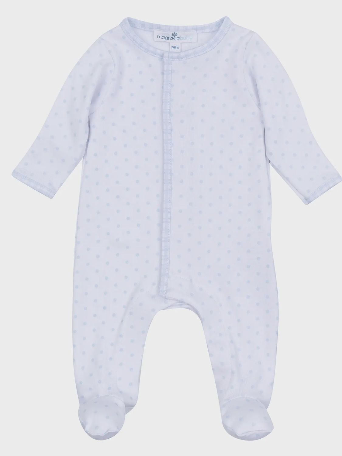 Gingham Dots Footie - Blue