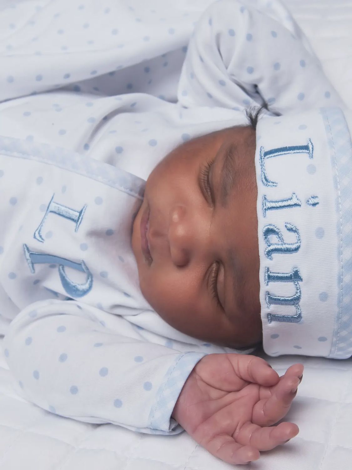 Gingham Dots Footie - Blue