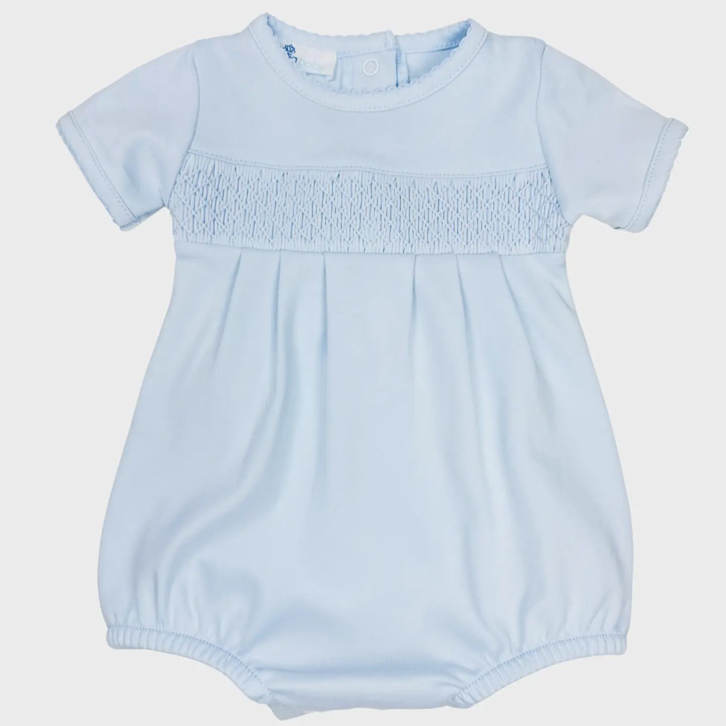 Essentials Solid Smocked Bubble - Blue