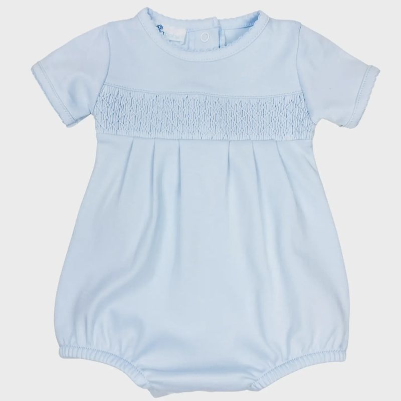 Essentials Solid Smocked Bubble - Blue