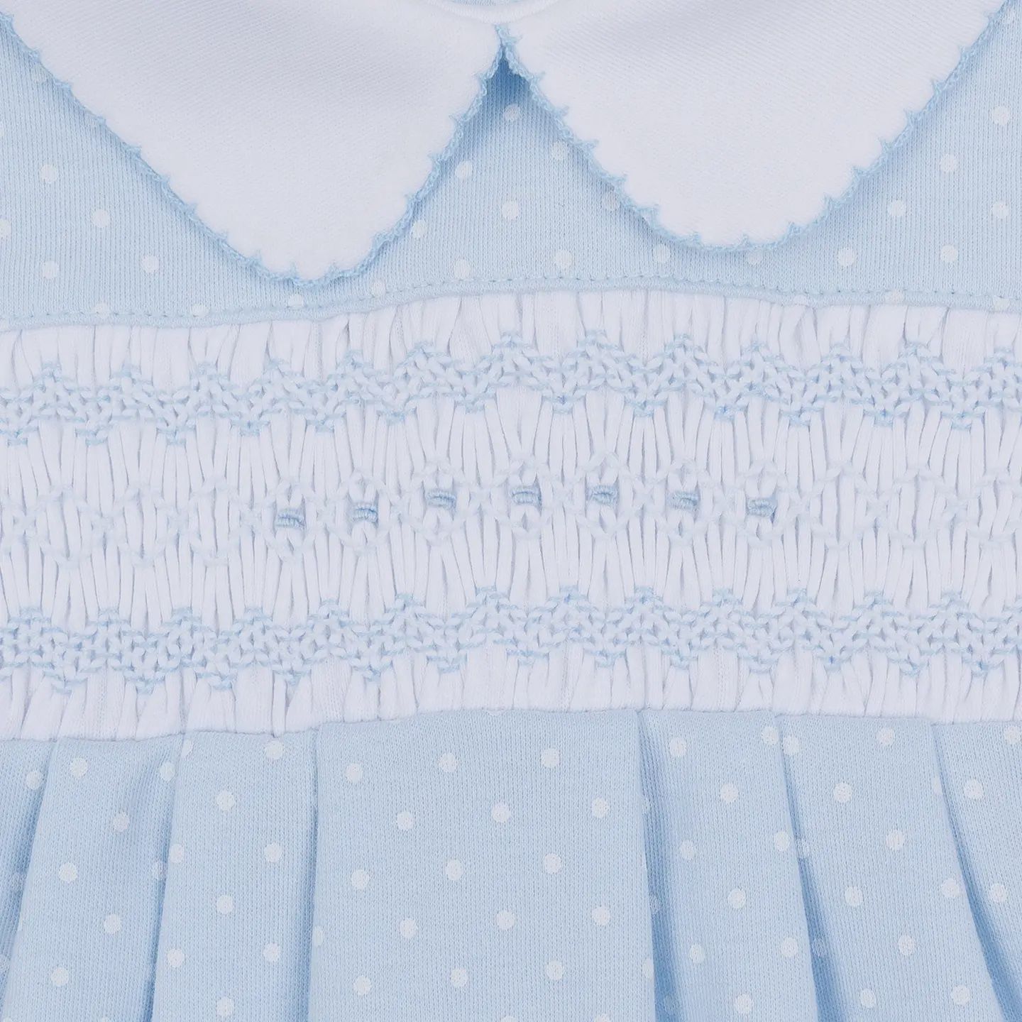 Luca's Classics Smocked Short Sleeve Bubble - Light Blue
