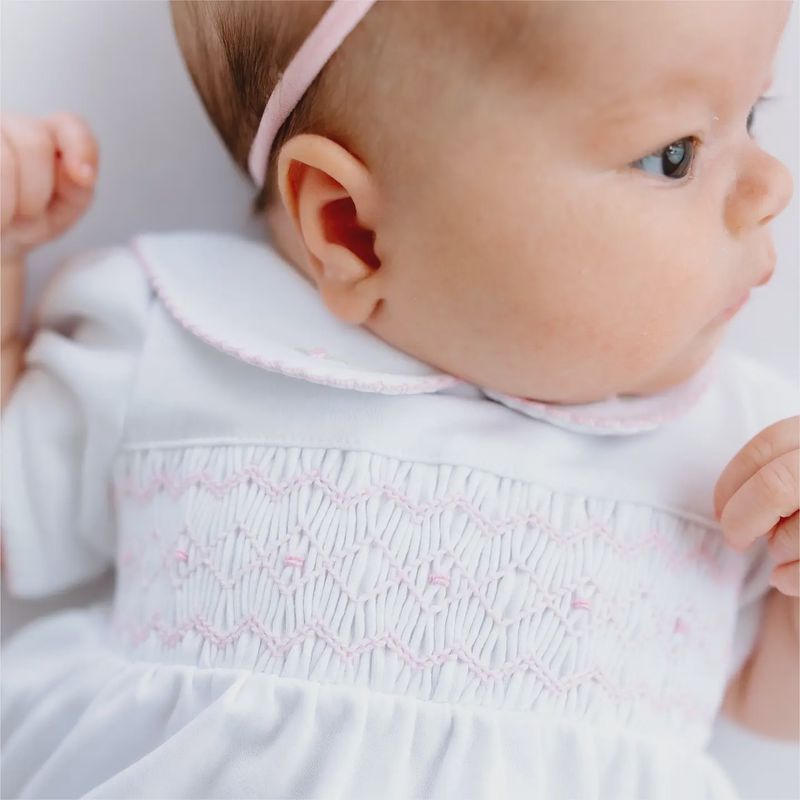 Lizzie's Classics Smocked Short Sleeve Bubble - Pink