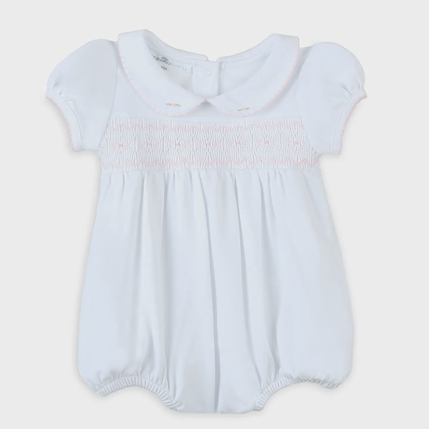 Lizzie's Classics Smocked Short Sleeve Bubble - Pink