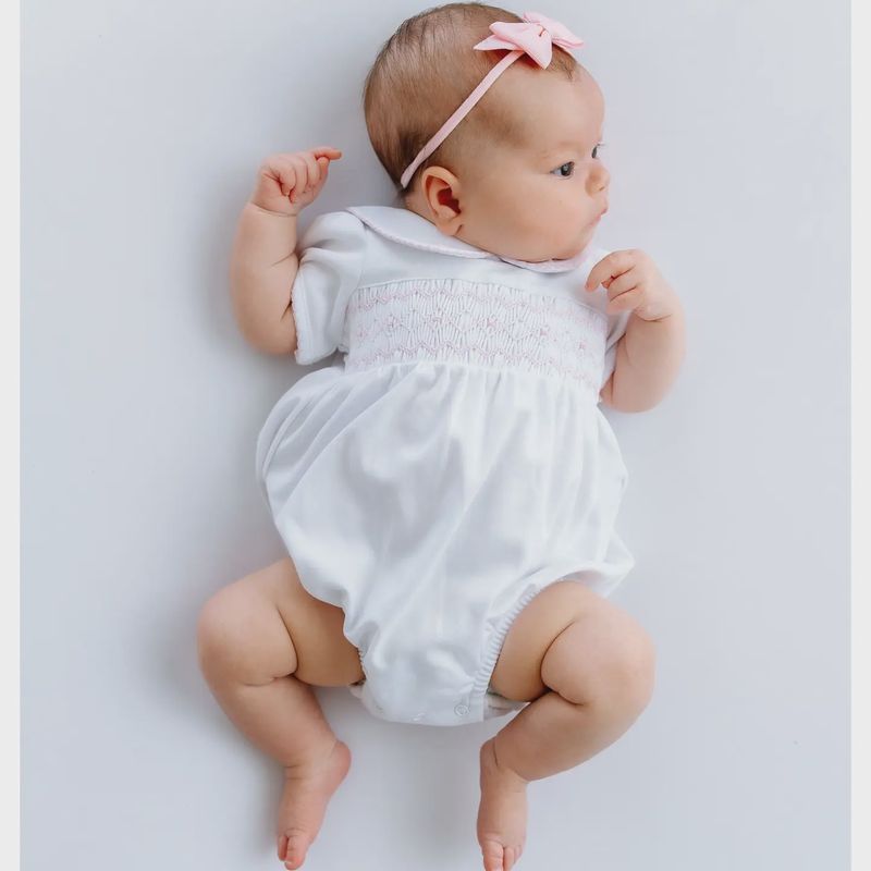 Lizzie's Classics Smocked Short Sleeve Bubble - Pink