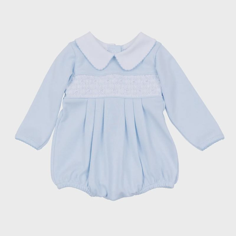 Walker's Classics Smocked Long Sleeve Bubble - Light Blue