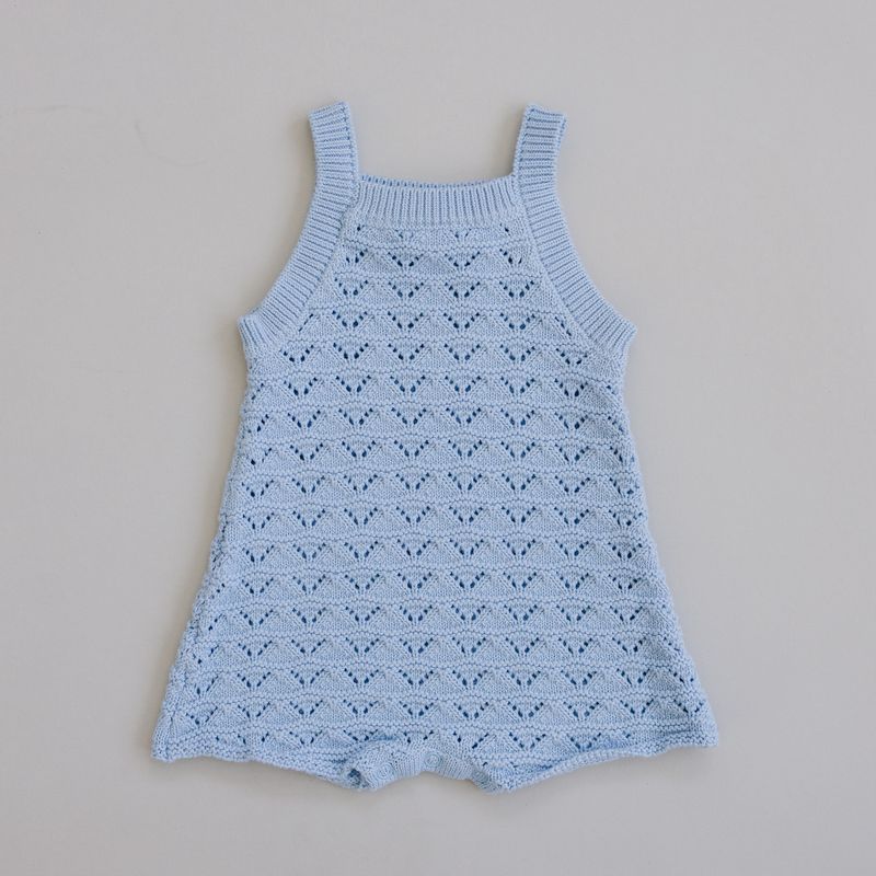 Blue Knit Tank Romper