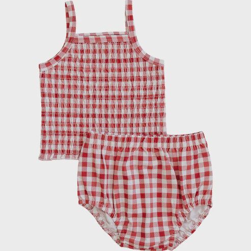 Gingham Ruched Bloomer Set