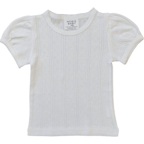 White Pointelle Tee