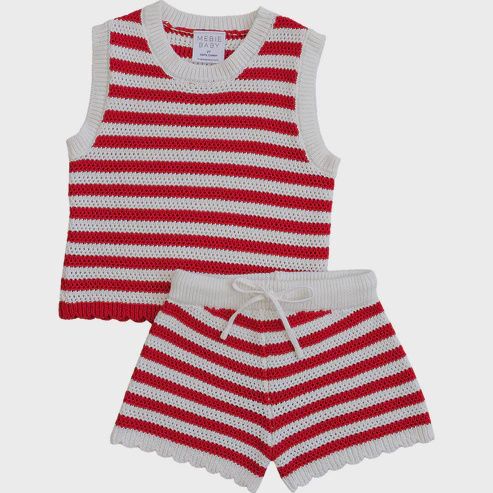 Red Stripe Knit Tank Set Red Stripe Knit Tank Set